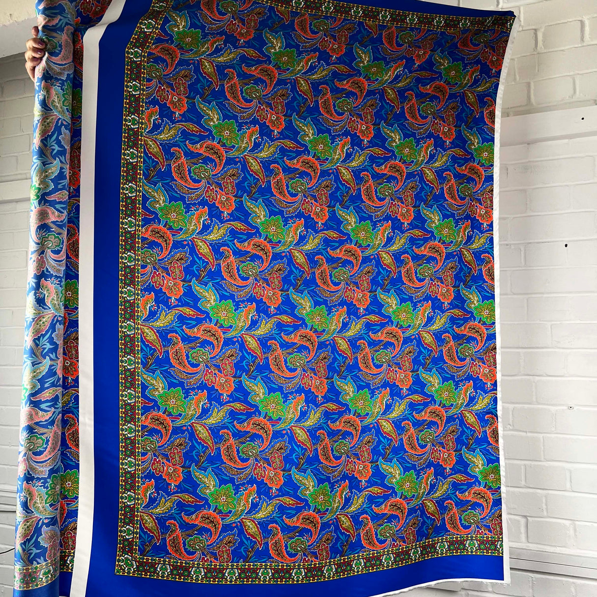 Silk Panel Genevieve Blue Ex Designer Italian Fabric Panel
