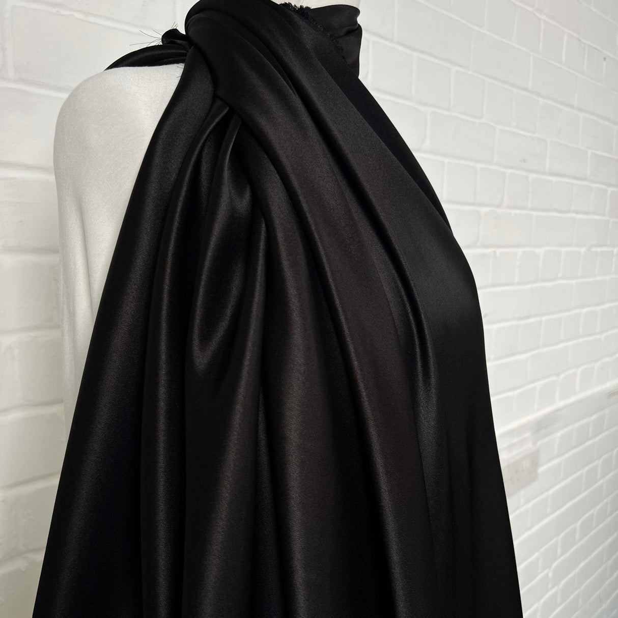 Italian Plain Dress Fabric Silks of Italy - Black Satin CU