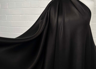 Italian Plain Dress Fabric Silks of Italy - Black Satin 