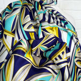 Silks Of Italy Look Again Blue Abstract Yellow Eye Fabric CU