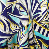 Silks Of Italy Look Again Blue Abstract Yellow Eye Fabric Hang