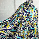 Silks Of Italy Look Again Blue Abstract Yellow Eye Fabric 