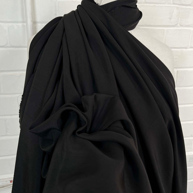 Matte Black Dress Fabric Silks of Italy - Nero CU