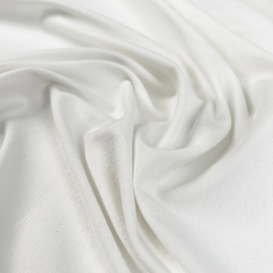 Soft White Viscose Jersey Plain Knitted Stretch Fabric CU