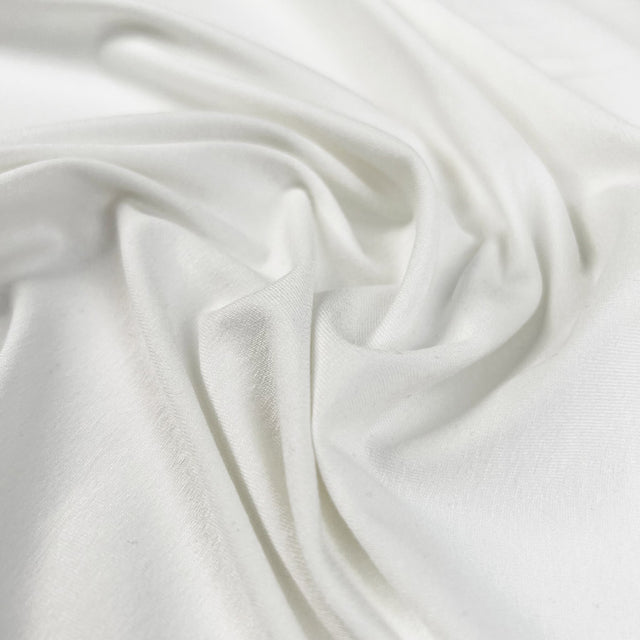 Soft White Viscose Jersey Plain Knitted Stretch Fabric CU