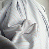 Softest Striped Cotton Italian Blue Pink Fabric CU