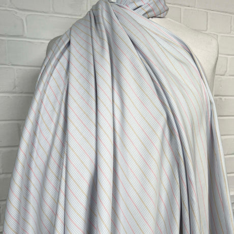 Softest Striped Cotton Italian Blue Pink Fabric Mannequin