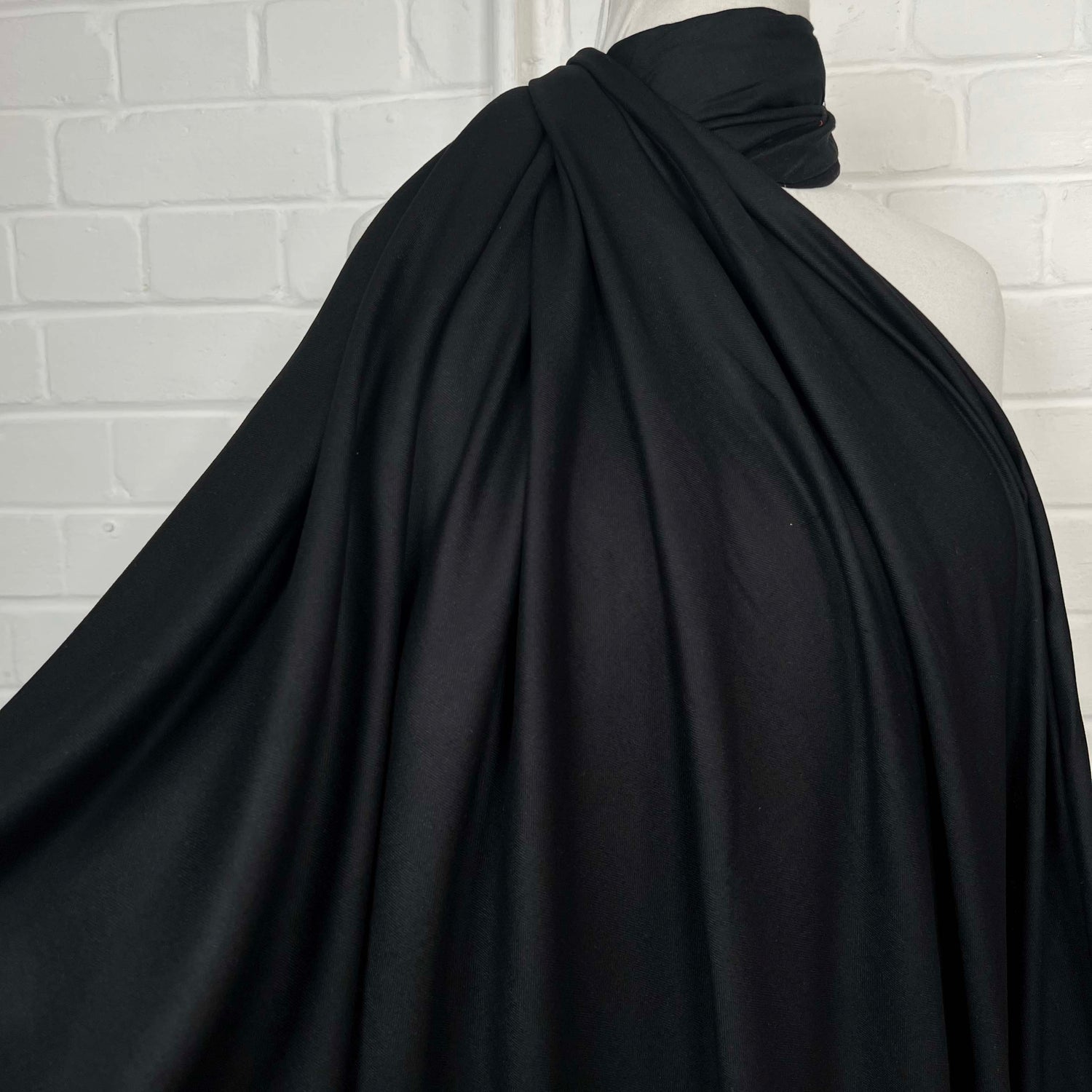 Herringbone Ex-Designer Italian Cotton Fabric Softly Spoken - Black Mannequin
