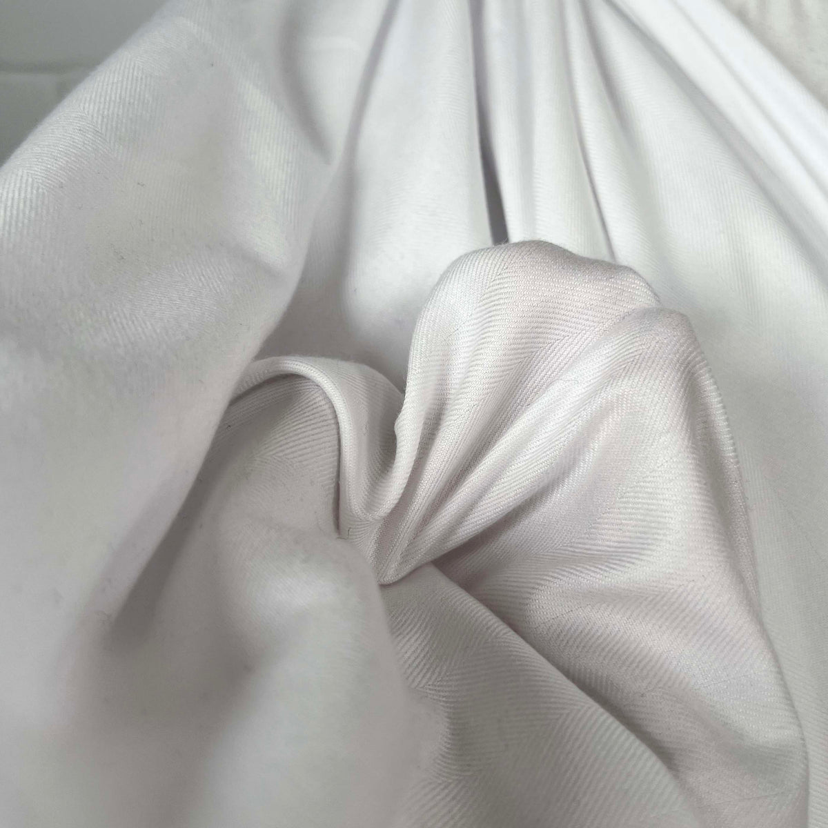 Herringbone Ex-Designer Italian Cotton Fabric Softly Spoken White CU