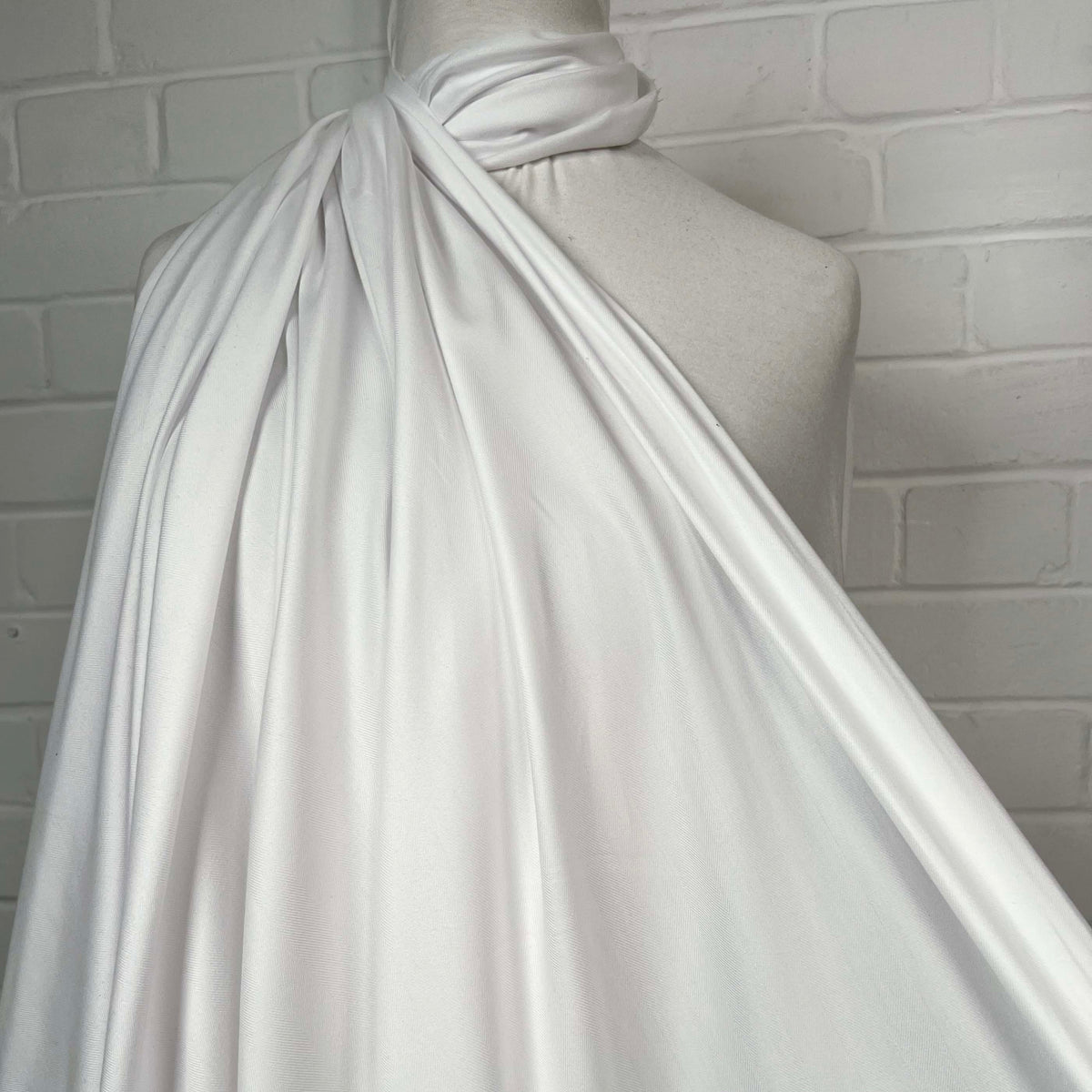 Herringbone Ex-Designer Italian Cotton Fabric Softly Spoken White Mannequin