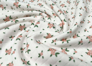 Pink Floral Print Quilted Cotton Jersey Fabric Sophies' Dream CU