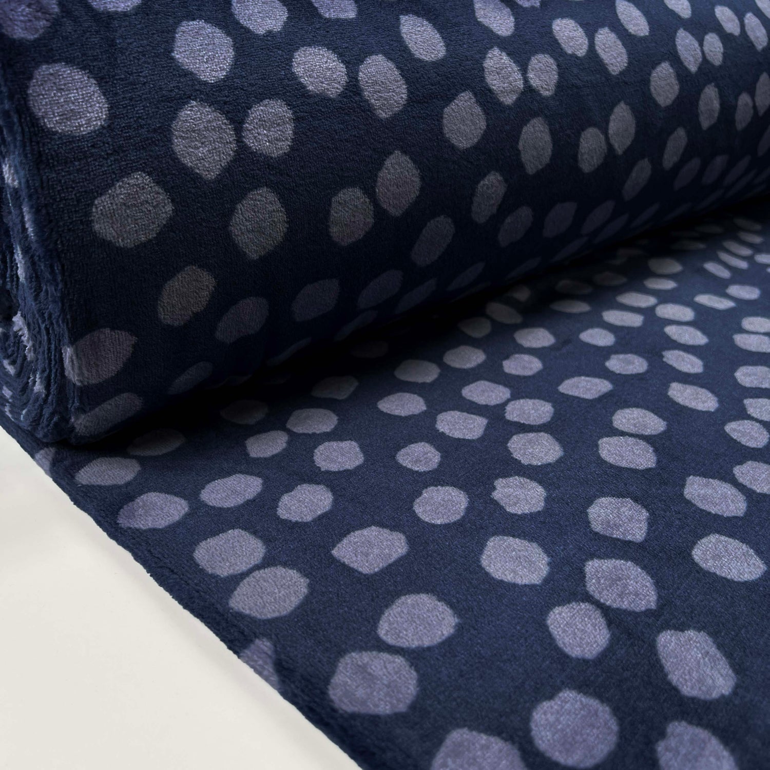 Spotty Fleece Blue Polyester Soft Coating Fabric Bolt