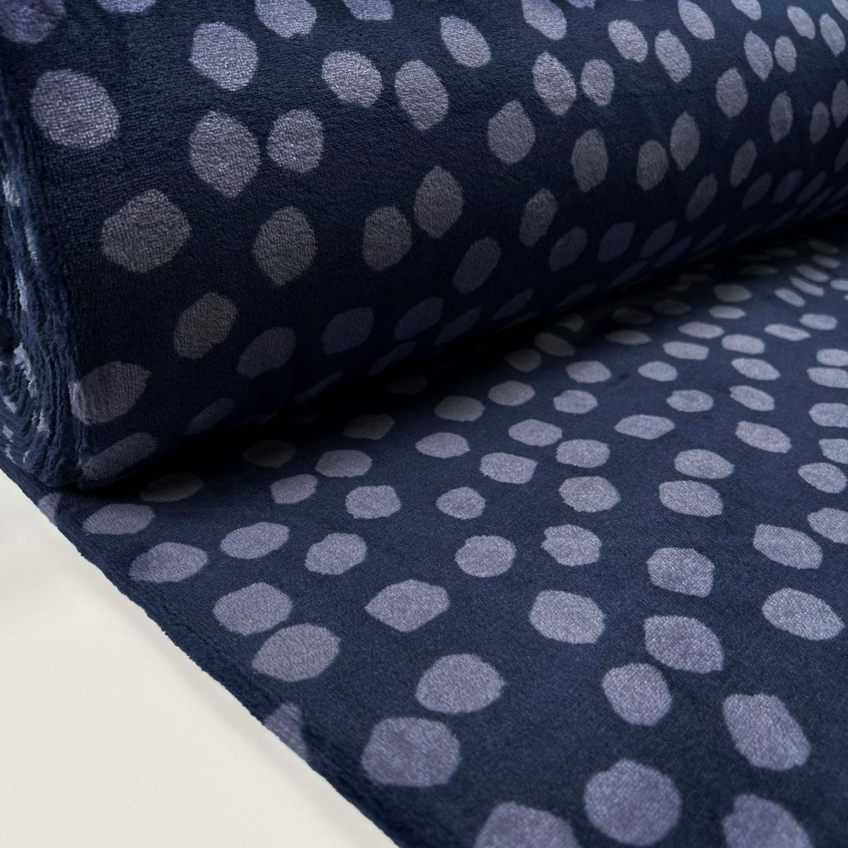 Spotty Fleece Blue Polyester Soft Coating Fabric Bolt