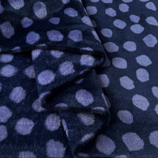 Spotty Fleece Blue Polyester Soft Coating Fabric fold