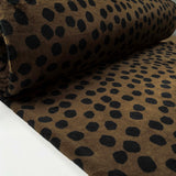 Blue Spot Printed Polyester Soft Fleece Fabric Spotty Fleece Brown Bolt