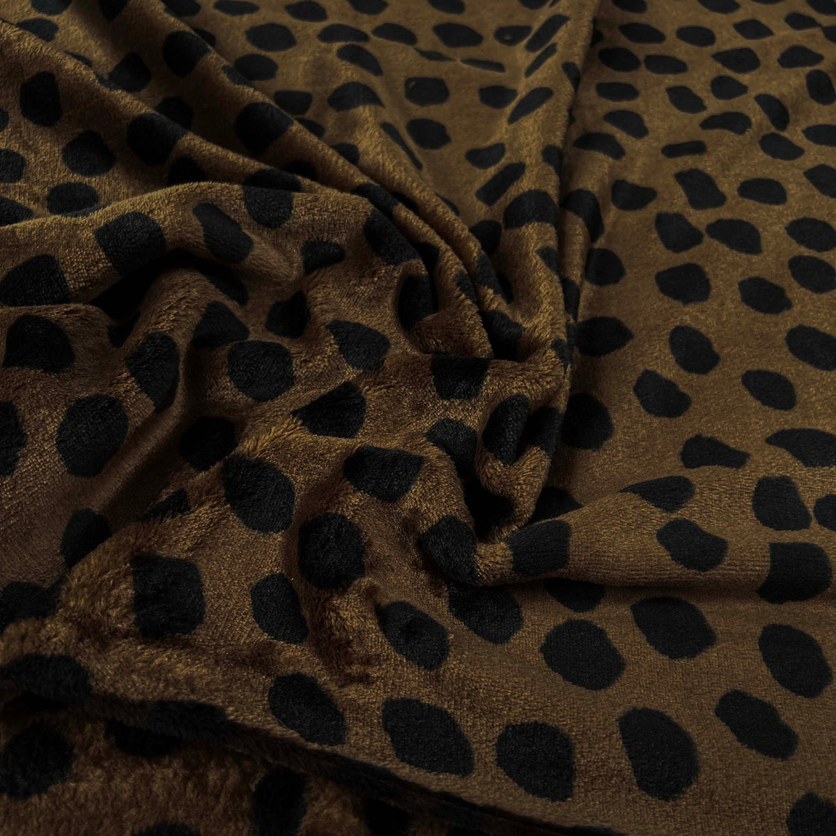 Blue Spot Printed Polyester Soft Fleece Fabric Spotty Fleece Brown CU