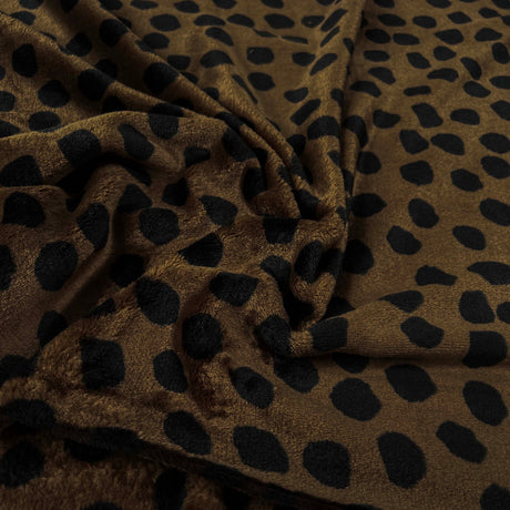 Blue Spot Printed Polyester Soft Fleece Fabric Spotty Fleece Brown CU
