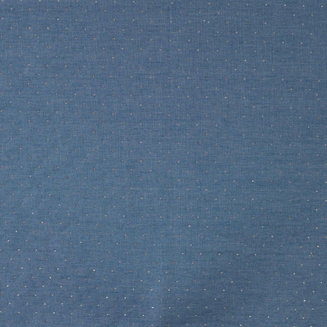 Starlit Denim Silver Studs Printed Woven Cotton Denim 135gsm Dress Fabric Flat