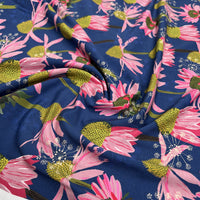 Stof Avalana Jersey - Pink Daisies