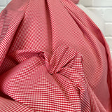 Red & White Fine Check Cotton Shirting Fabric Strawberry Picnic CU