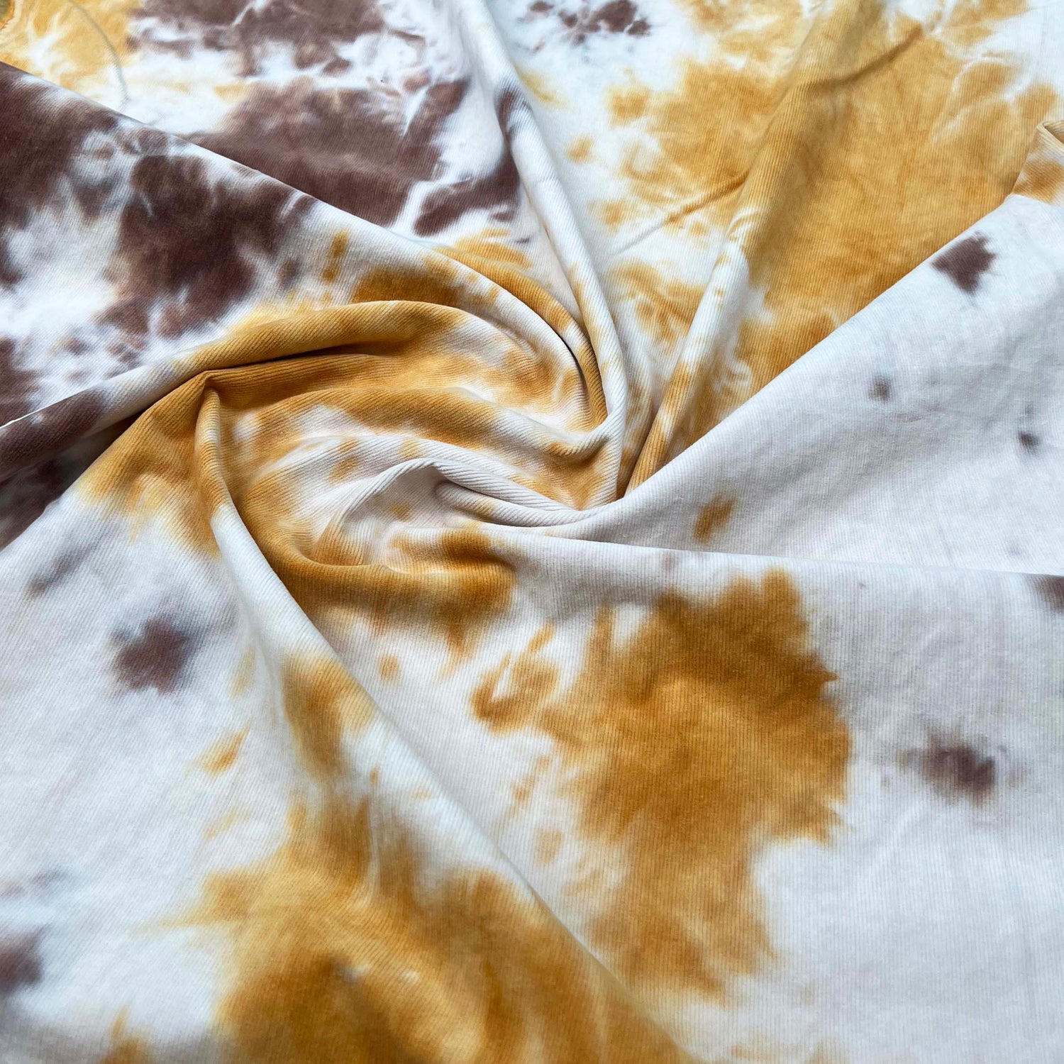 Cotton Viscose Dress Fabric Stretch Needlecord Tie-Dye - Orange CU