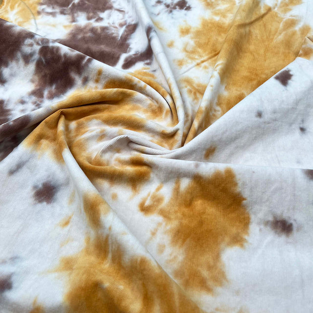 Cotton Viscose Dress Fabric Stretch Needlecord Tie-Dye - Orange CU