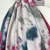 Printed Cotton Viscose Dress Fabric Stretch Needlecord Tie-Dye Pink CU