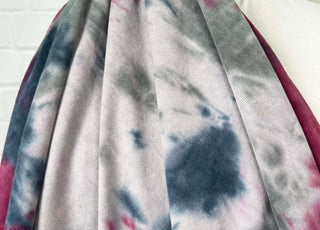 Printed Cotton Viscose Dress Fabric Stretch Needlecord Tie-Dye Pink CU