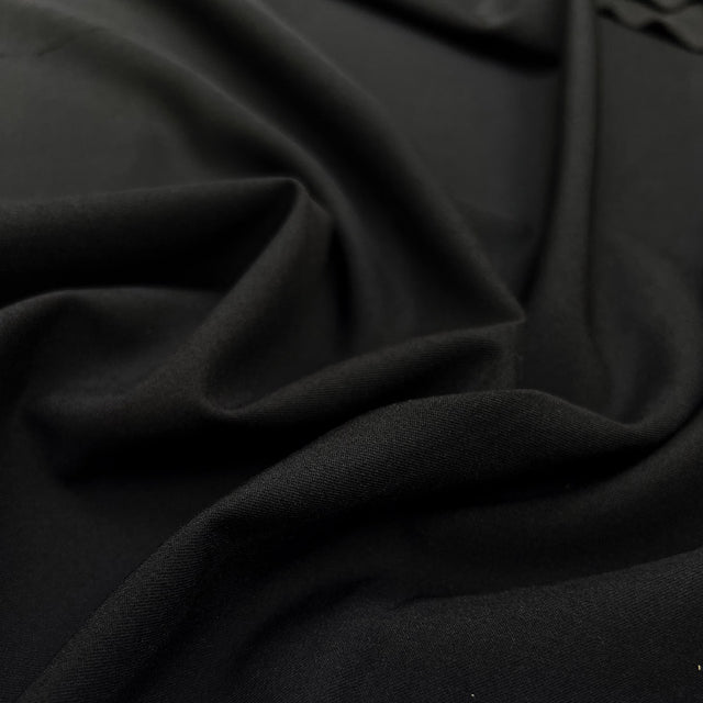 Polyester Viscose Elastane Suiting Fabric Stretch Twill Black CU