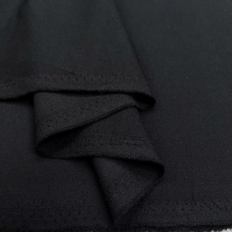 Polyester Viscose Elastane Suiting Fabric Stretch Twill Black Fold