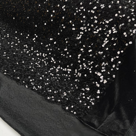 Stretch Velvet Noir Sparkle Black Sequin Polyester Elastane Knit Jersey Fabric CU
