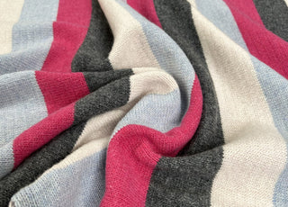 Strisce Peach & Blue Ex-Designer Italian Striped Wool Fabric CU