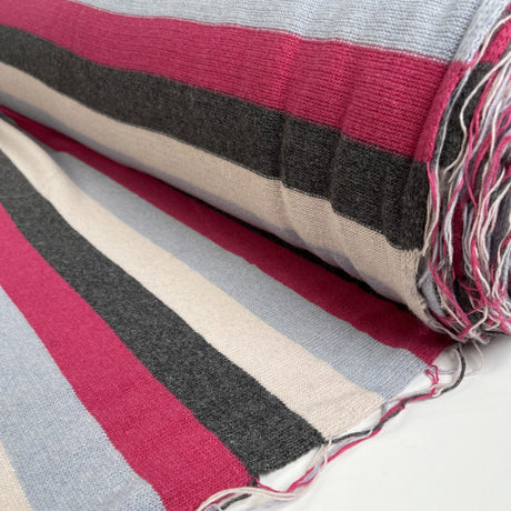 Strisce Peach & Blue Ex-Designer Italian Striped Wool Fabric Roll