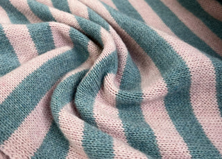 Ex-Designer Italian Striped Wool Knit Fabric Strisce Pink and Turquoise CU