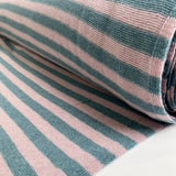 Ex-Designer Italian Striped Wool Knit Fabric Strisce Pink and Turquoise Roll