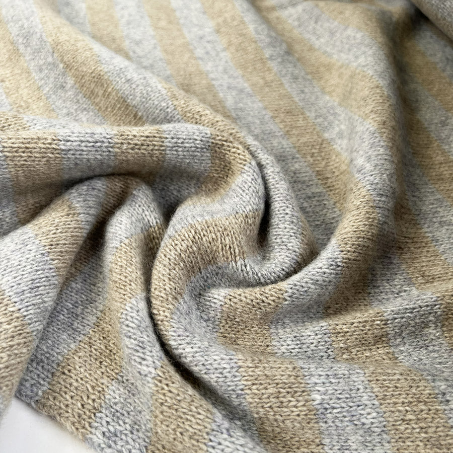 Ex-Designer Italian Striped Wool Knit Fabric | Strisce Taupe & Grey ...
