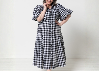 Style Arc Dallas Woven Shirt Dress Pattern Gingham Front