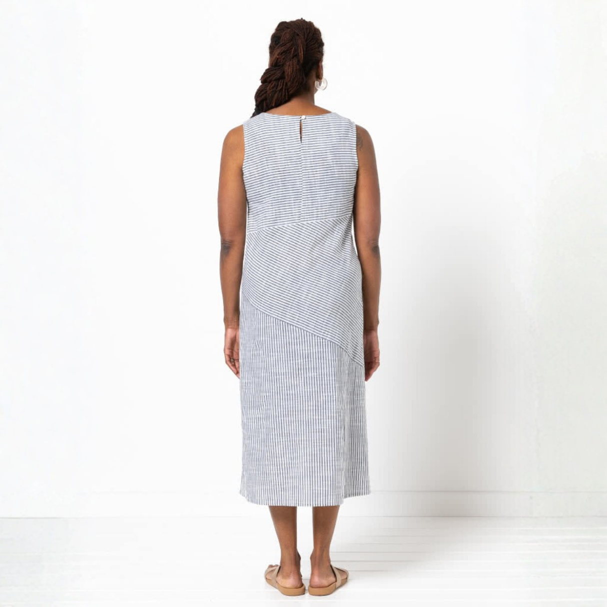 Style Arc Yvette Woven Dress Pattern Stripe Back2