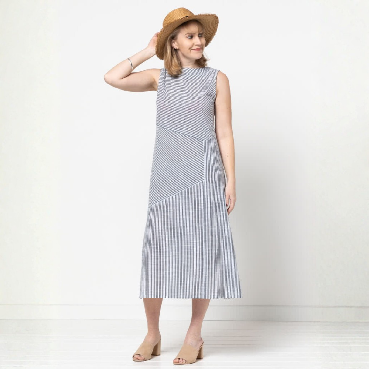 Style Arc Yvette Woven Dress Pattern Stripe Front