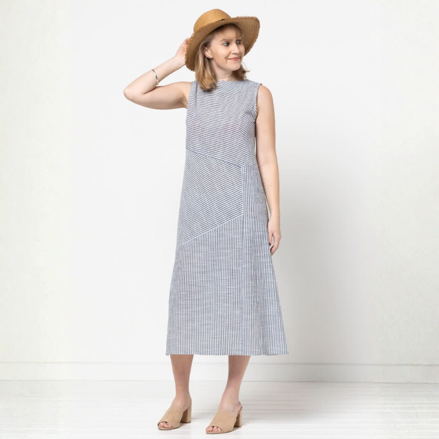 Style Arc Yvette Woven Dress Pattern Stripe Front