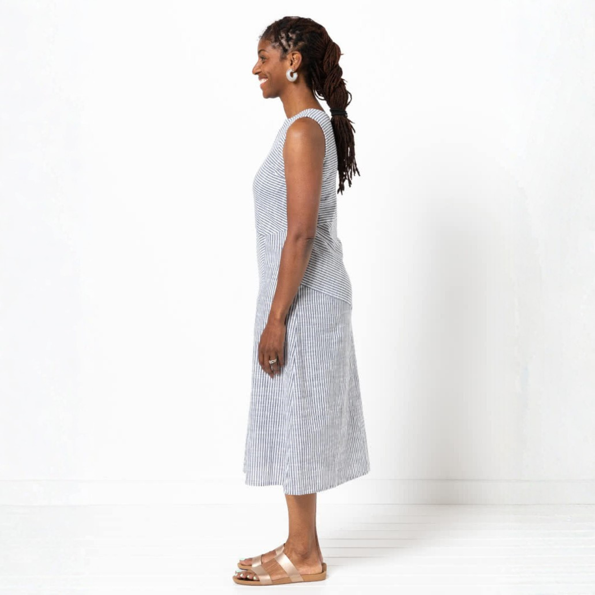 Style Arc Yvette Woven Dress Pattern Stripe Side2