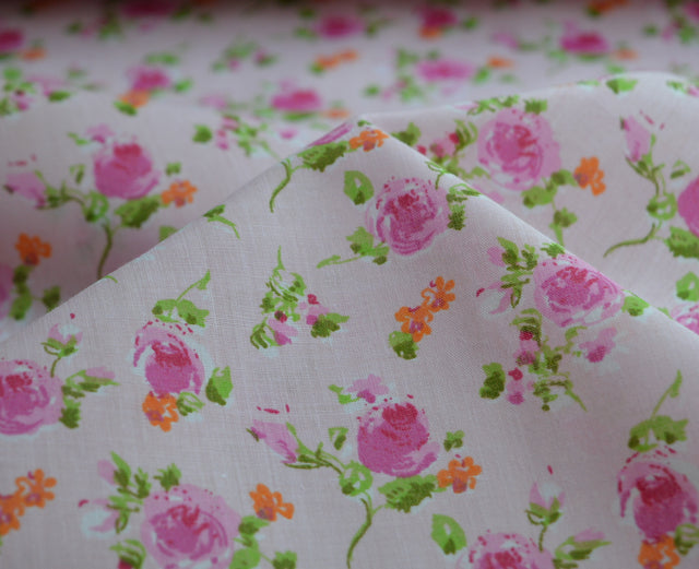 Summer Rose Pink fabric 80pc polyester 20pc cotton
