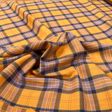 Yellow & Purple Check Cotton Shirting Fabric Sunrise On The Border CU