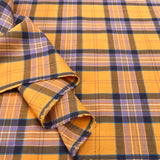 Yellow & Purple Check Cotton Shirting Fabric Sunrise On The Border Fold