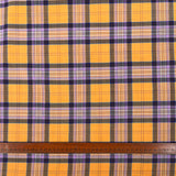 Yellow & Purple Check Cotton Shirting Fabric Sunrise On The Border Ruler