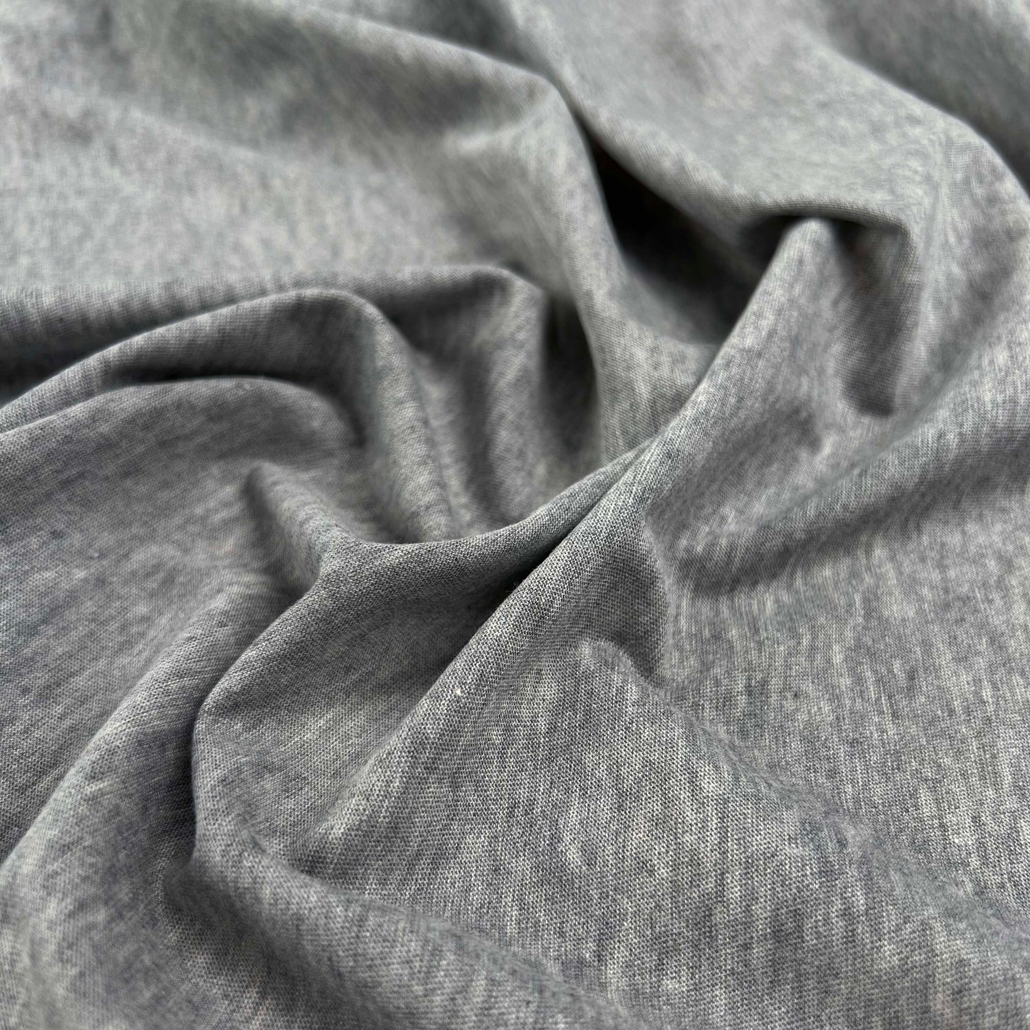 Superfine Cotton Jersey Silver Marl Steel Stretch Knit Jersey Fabric CU