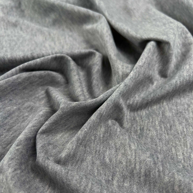 Superfine Cotton Jersey Silver Marl Steel Stretch Knit Jersey Fabric CU
