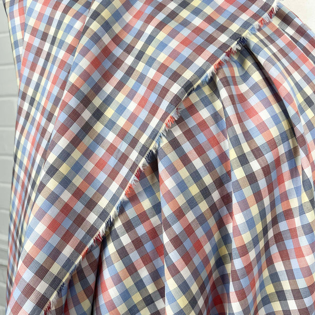 Swiss Coloured Check Shirt Fabric Supima Cotton Red Sky at Night Hang