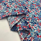 Sussex Cotton Lawn Berry Blossom Breeze Blue Red Floral Dress Fabric Fold