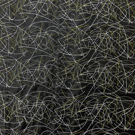 Taffeta A Stitch In Time Abstract Black Gold Silver Fabric Full